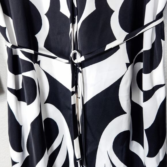 NEW Worthington Graphic Print Dress Retro Graphic Mod Collared Black White Sz L - Picture 5 of 13